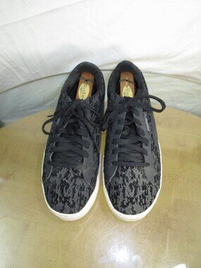 Puma Womens Black Platform Sneaker Lace Up Sneakers 8 M